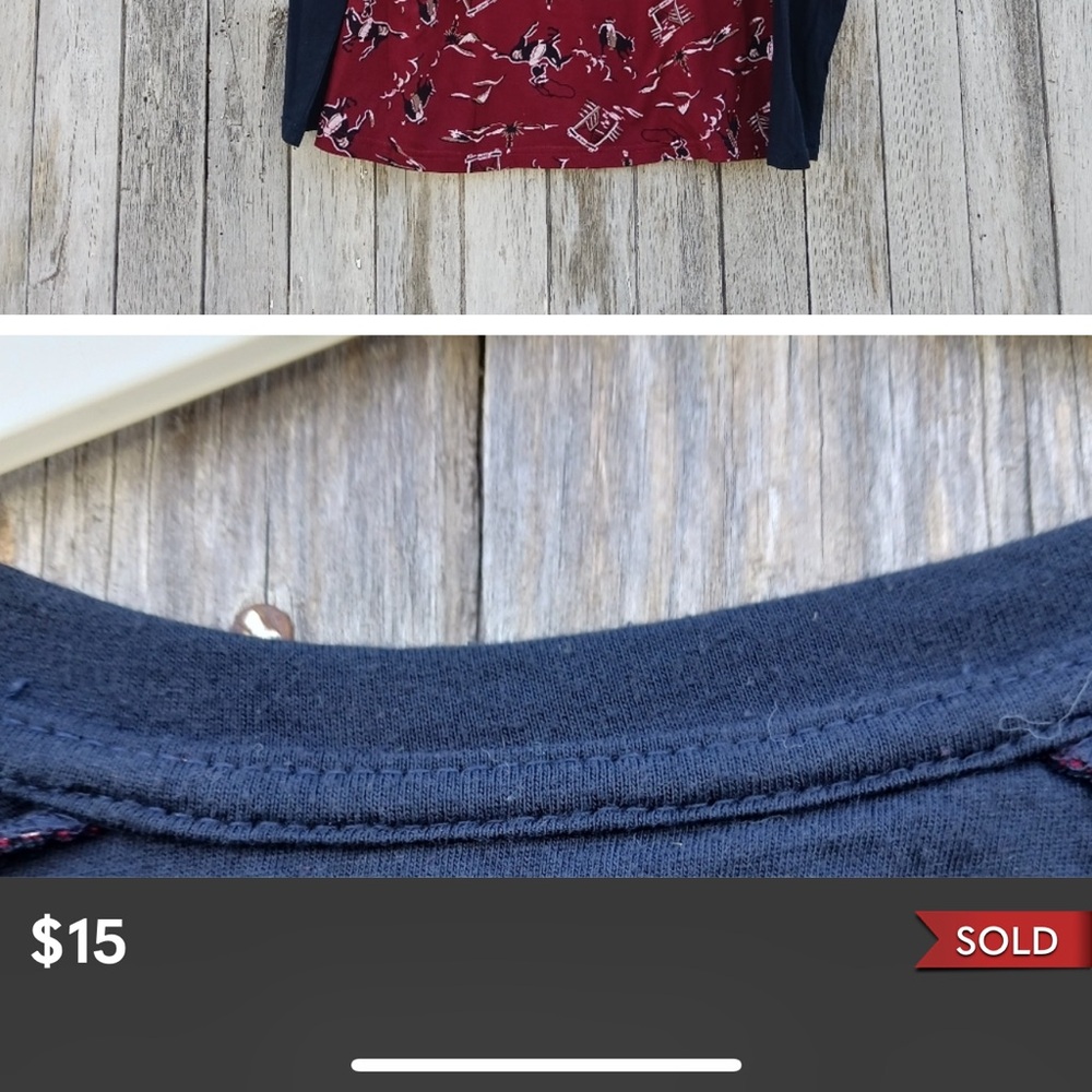 Ariat Women's Retro Rodeo PJ Shirt Long Sleeve Top Rhubarb Sz Large